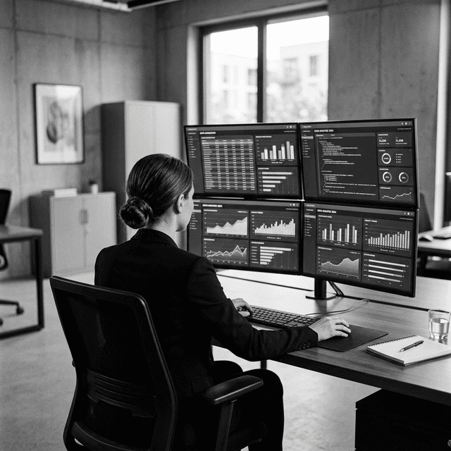 Woman working on stats